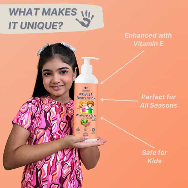 Healthbest Kids Body Lotion Tear Free | Watermelon Moisturizer With Shea Butter & Vitamin E - 500Ml