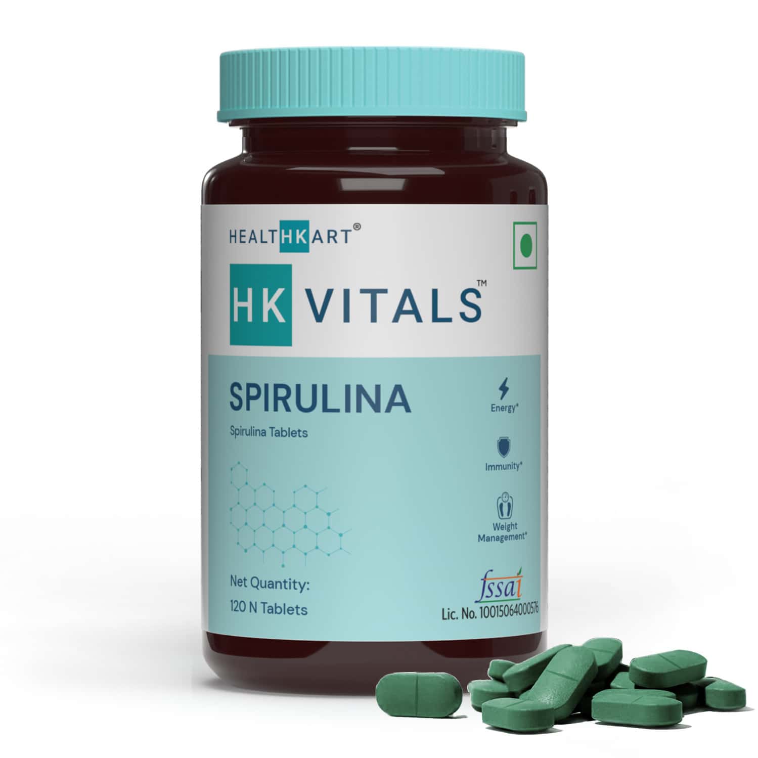 Hk Vitals Spirulina 1000 Mg | For Immunity & Weight Management | 120 No (120 Tablets)