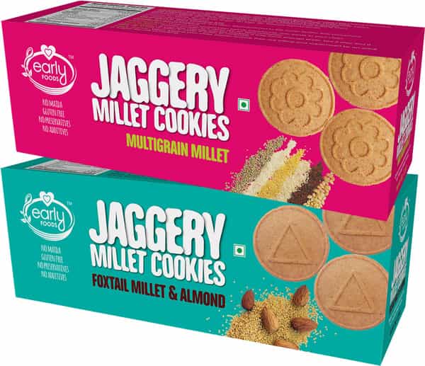 Early Foods Assorted Pack Of 2 - Foxtail Almond & Multigrain Jaggery Cookies X 2 150G Each