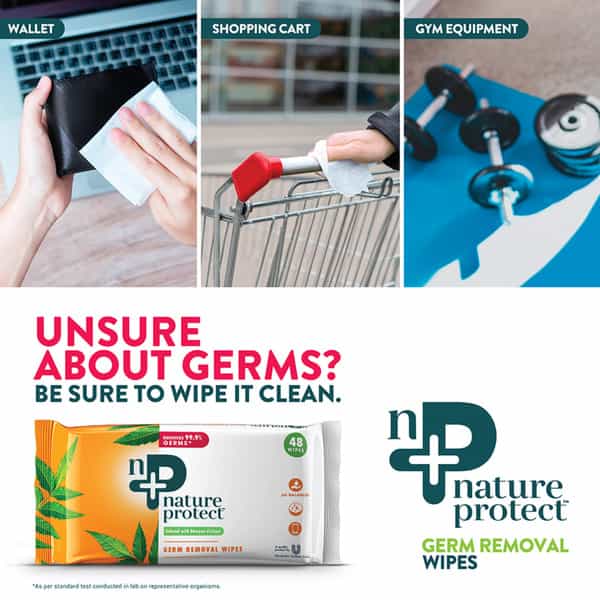 Nature Protect Germ Removal Multipurpose Wipes Removes 99.9% Germs - 48 Wipes