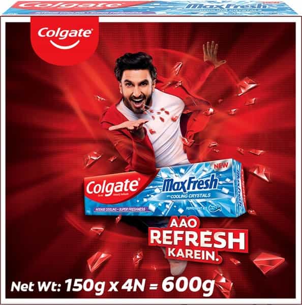 Colgate Maxfresh Toothpaste Blue Gel Paste 150G X 4 (Peppermint Ice Saver Pack) - 600G