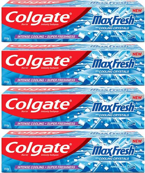 Colgate Maxfresh Toothpaste Blue Gel Paste 150G X 4 (Peppermint Ice Saver Pack) - 600G