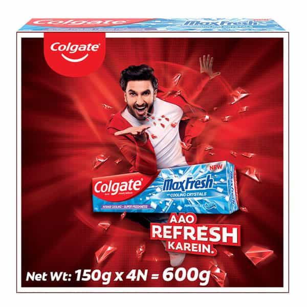 Colgate Maxfresh Toothpaste Blue Gel Paste 150G X 4 (Peppermint Ice Saver Pack) - 600G