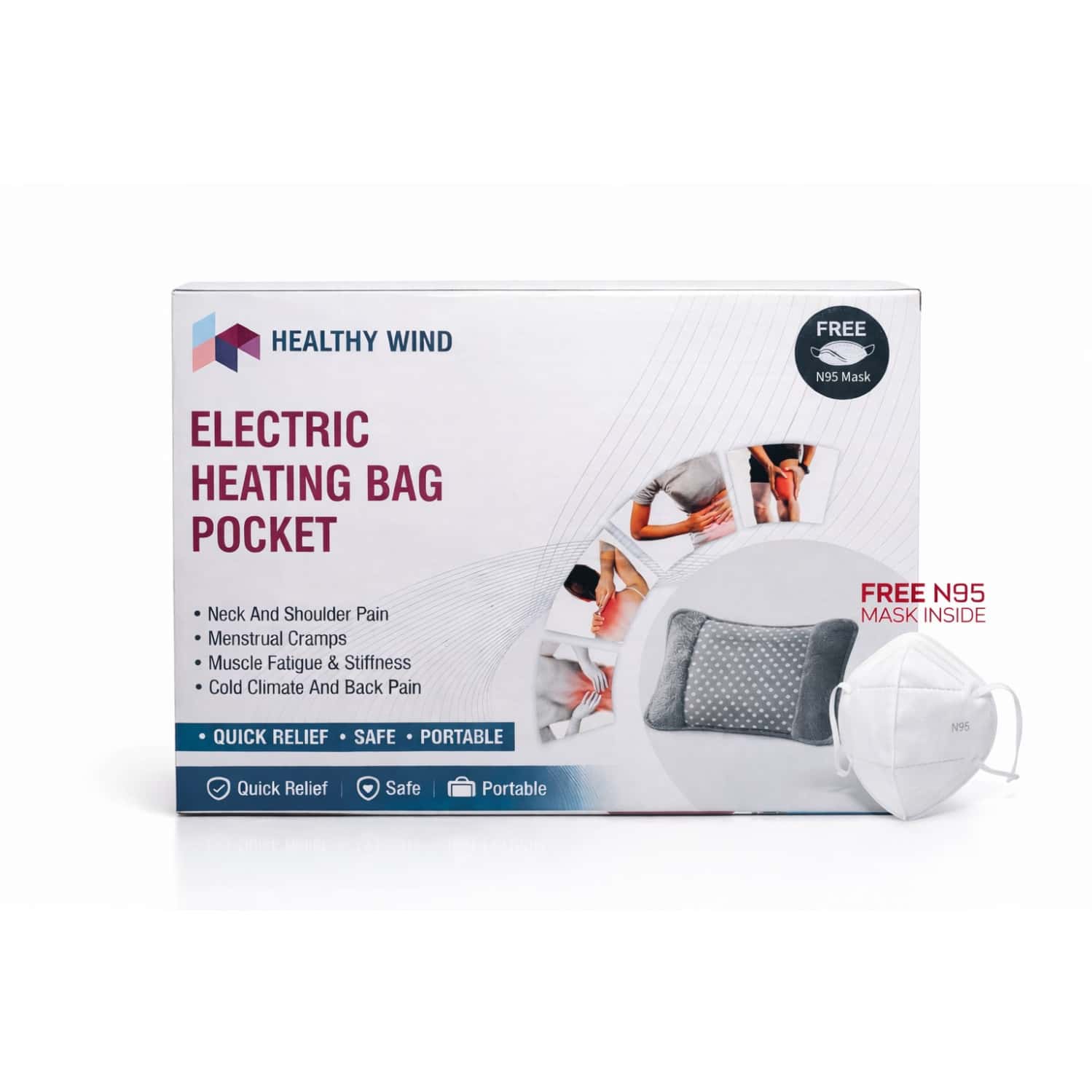 Healthy Wind Electric Heating Bag Pocket Pre-filled Gel With Free N95 Mask