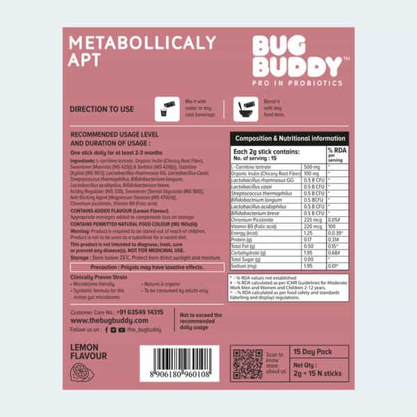 Bug Buddy Metabolically Apt | Supports Metabolism & Reduces Cravings | 15 Days Pack