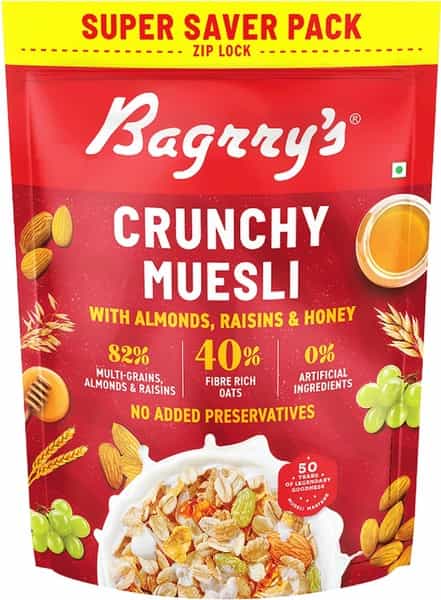 Bagrrys Crunchy Muesli- Almond Raisins And Honey - 750G