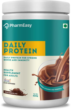 Pharmeasy Daily Protein For Strong Bones And Immunity Rich Chocolate Jar 400gm