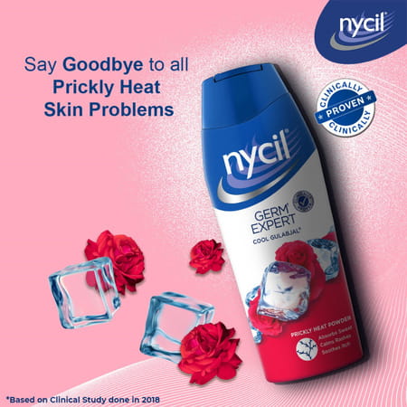 Nycil Germ Expert Cool Gulabjal Prickly Heat Talcum Powder 150G With (Free Cool Gulabjal 60G) 210 Gm