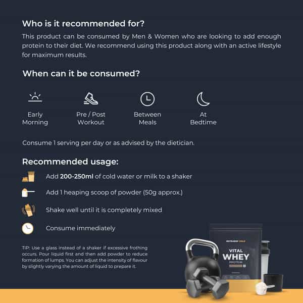 Nutrabay Gold Vital Whey Protein For Beginners | 20.4G Protein - 1Kg | Belgian Chocolate