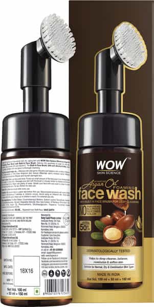 Wow Skin Science Moroccan Argan Oil Face Wash With Built-In Brush - 150 Ml