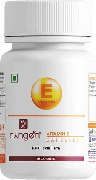 Ningen Vitamin E Oil Capsules For Skin Eye Hair - 30 Veg Capsules
