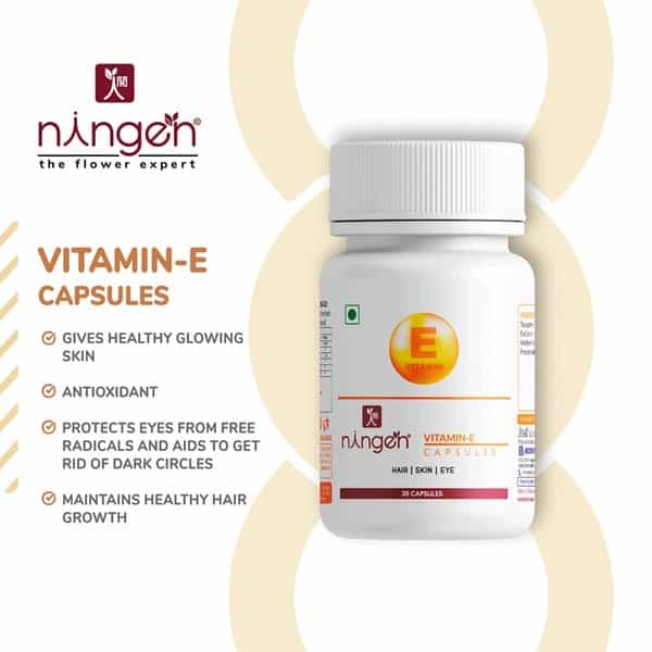 Ningen Vitamin E Oil Capsules For Skin Eye Hair - 30 Veg Capsules