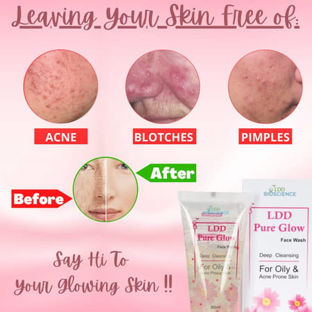 Ldd Bioscience Pure Glow Face Wash Prevent Acne Breakouts For Pimple Free Skin (Pack Of 3)