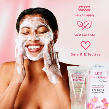 Ldd Bioscience Pure Glow Face Wash Prevent Acne Breakouts For Pimple Free Skin (Pack Of 3)