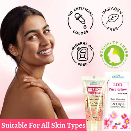 Ldd Bioscience Pure Glow Face Wash Prevent Acne Breakouts For Pimple Free Skin (Pack Of 3)