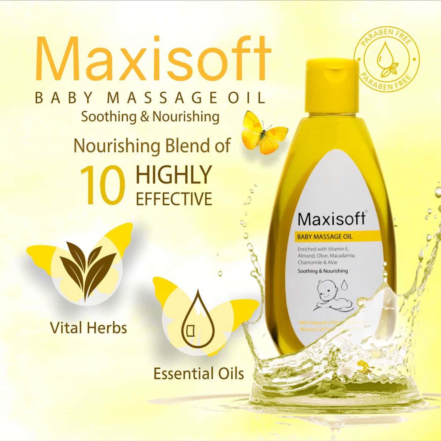 Buy MAXISOFT BABY MASSAGE OIL 100 ML WITH ALMOND OIL, ALOE & MUSTARD OIL PACK OF 4 Online