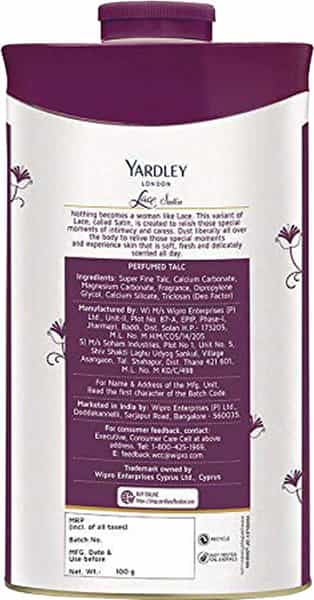 Yardley London Lace Satin Talc - 250 Gm