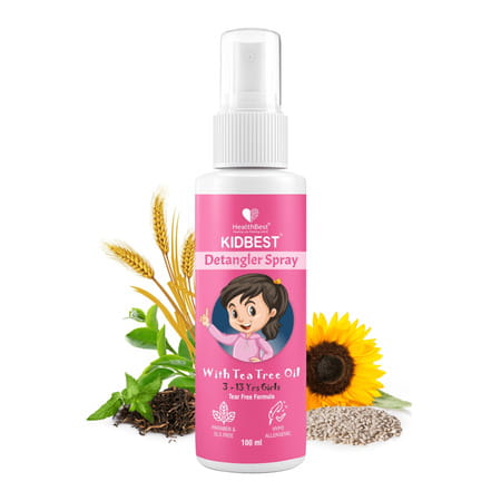 Healthbest Detangler Spray For Kids With Tea Tree Oil | Tangle-Free Hair- 100ml