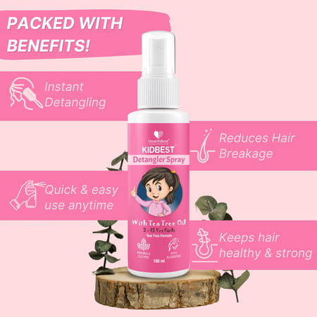 Healthbest Detangler Spray For Kids With Tea Tree Oil | Tangle-Free Hair- 100ml