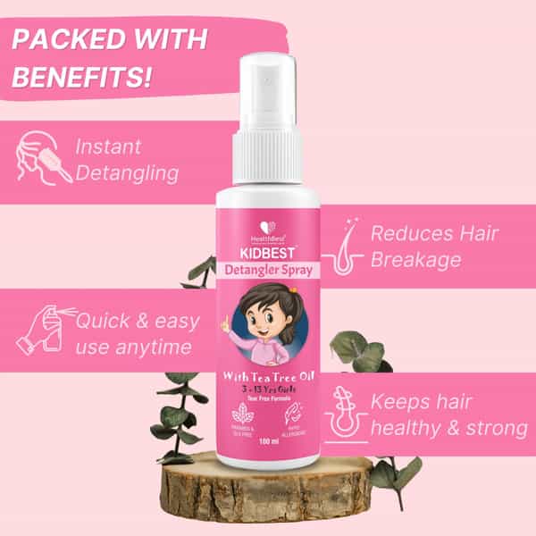 Healthbest Detangler Spray For Kids With Tea Tree Oil | Tangle-Free Hair- 100Ml