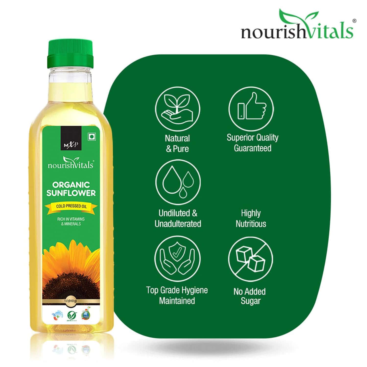 Buy NOURISHVITALS ORGANIC SUNFLOWER COLD PRESSED OIL RICH IN VITAMINS