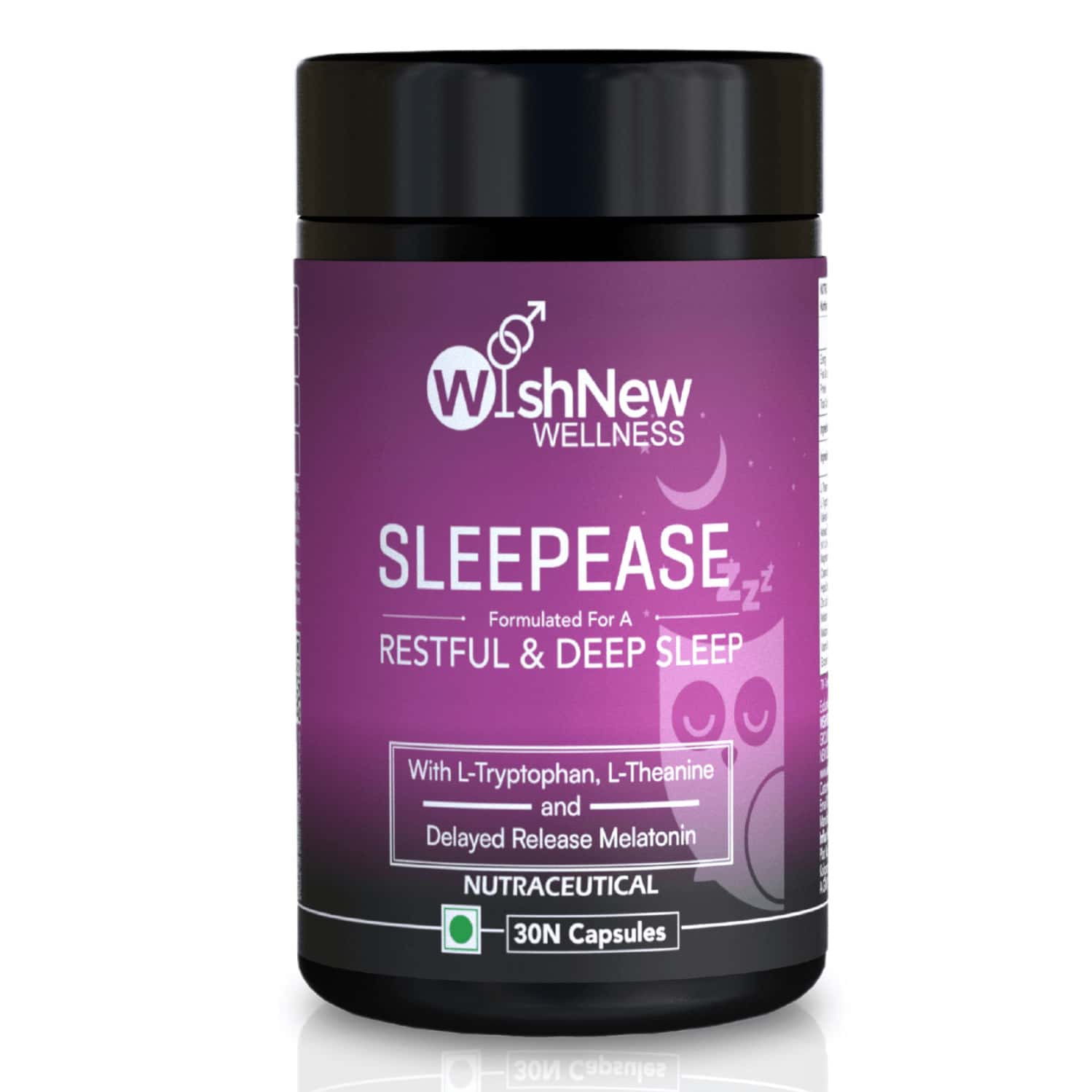 Wishnew Wellness Sleepease 30 Veg Capsules Advanced Sleep Formula L-Theanine | Melatonin | Valerian