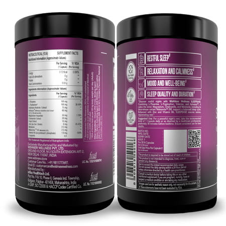 Wishnew Wellness Sleepease 30 Veg Capsules Advanced Sleep Formula L-Theanine | Melatonin | Valerian