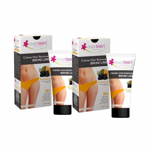 Everteen Radiance Bikini Line Hair Remover Cream With Charcoal - 2 Packs (50 G Each)