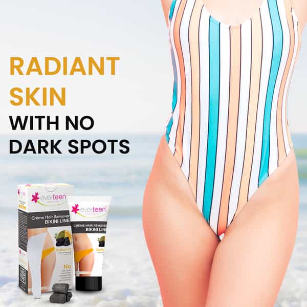 Everteen Radiance Bikini Line Hair Remover Cream With Charcoal - 2 Packs (50 G Each)