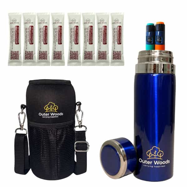 Outer Woods Insulin Cooler Bottle Case With 8 Mini Ice Gel Packs | 20+ Hrs Cooling | Medium - Blue