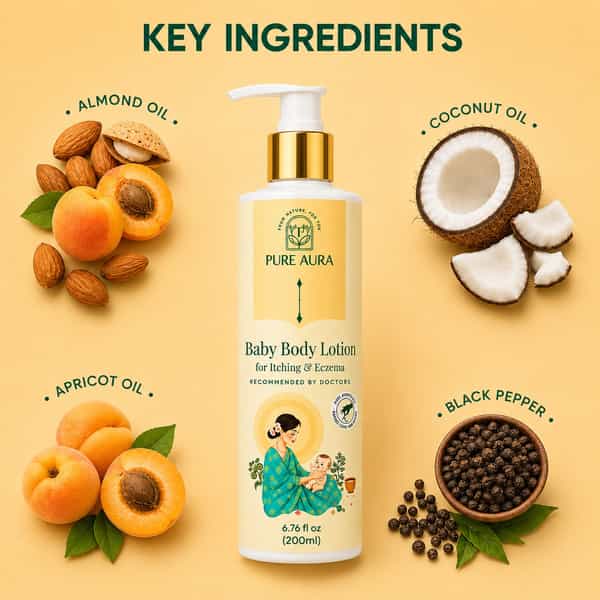 Pure Aura Baby Lotion For Itching & Eczema Relief | Ayurvedic & Chemical-Free 200Ml Pack Of 2