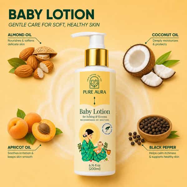 Pure Aura Baby Lotion For Itching & Eczema Relief | Ayurvedic & Chemical-Free 200Ml Pack Of 2