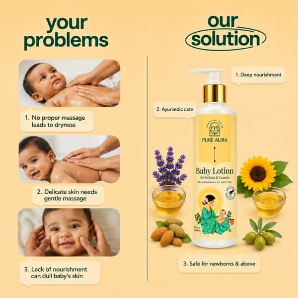 Pure Aura Baby Lotion For Itching & Eczema Relief | Ayurvedic & Chemical-Free 200Ml Pack Of 2