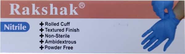 Rakshak Nitrile Powder Free Examination Hand Gloves Box Of 100