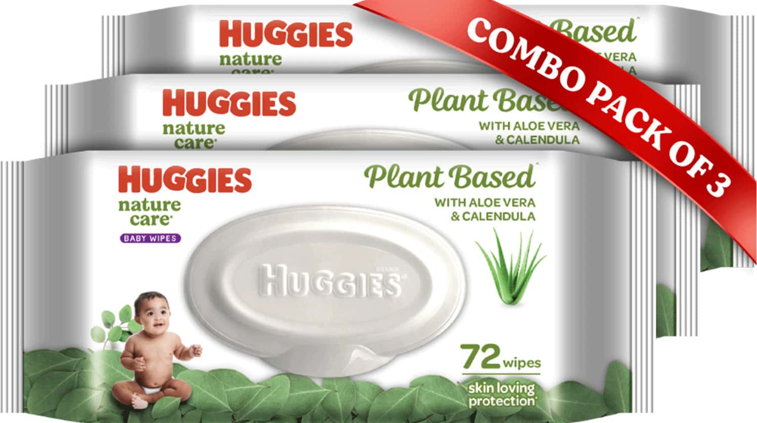 Huggies Nature Care Baby Wipes - Plant Based With Aloe Vera & Calendula (72 X 3 Count)