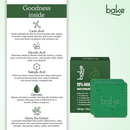 Bake 10% Aha + 1% Bha Soap For Pores | Exfoliation & Strawberry Skin (Pack Of 2)