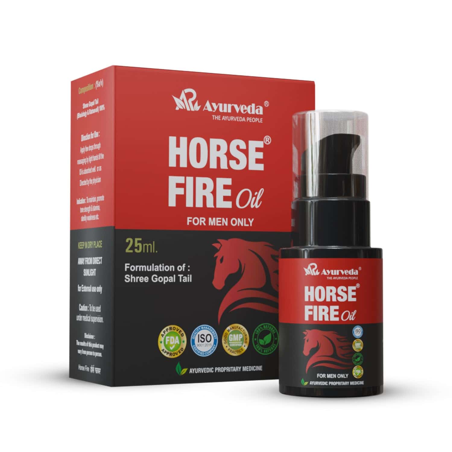 A R Ayurveda Horse Fire Ayurvedic Massage Oil For Men Formulation Of Shree Gopal Tail - 25ml