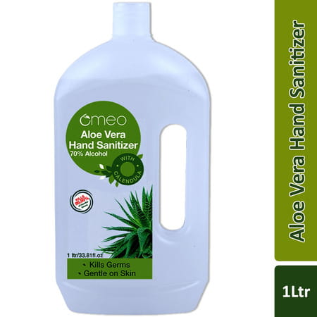 Omeo Aloe Vera Hand Instant Sanitizer Gel - Refill Pack | 70% Alcohol - 1 Litre