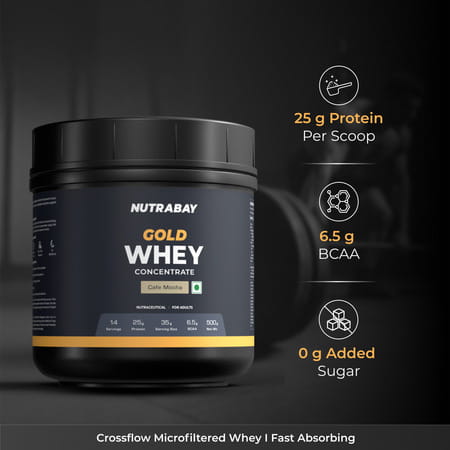 Nutrabay Gold 100% Whey Protein Concentrate Cafe Mocha - 500g