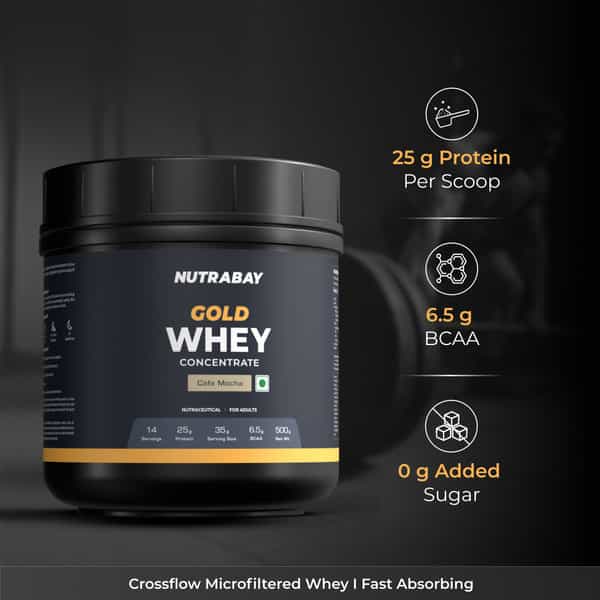 Nutrabay Gold 100% Whey Protein Concentrate Cafe Mocha - 500G