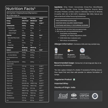 Nutrabay Gold 100% Whey Protein Concentrate Cafe Mocha - 500g