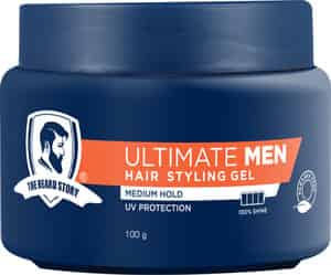The Beard Story Ultimate Men Hair Styling Gel Medium Hold With Uv Protection For Shiny Hair 100 G