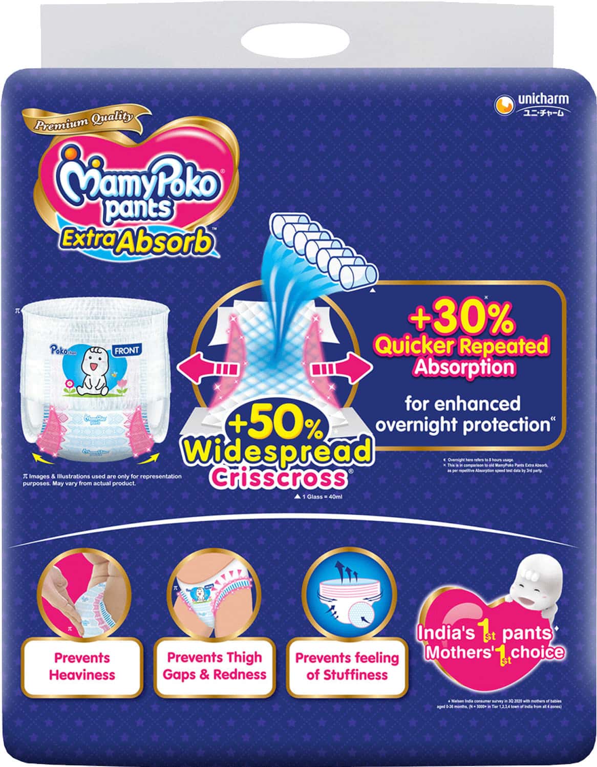 Buy MAMYPOKO PANTS EXTRA ABSORB DIAPERS (MEDIUM) 58 DIAPERS Online