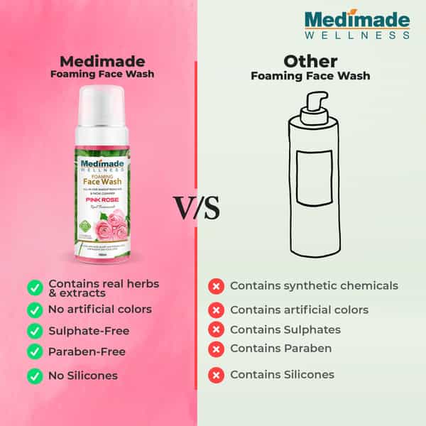 Medimade Pink Rose Foaming Face Wash - 160 Ml X 2 ( Pack Of 2 )