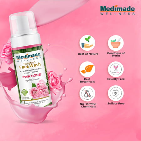 Medimade Pink Rose Foaming Face Wash - 160 Ml X 2 ( Pack Of 2 )