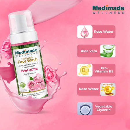 Medimade Pink Rose Foaming Face Wash - 160 Ml X 2 ( Pack Of 2 )
