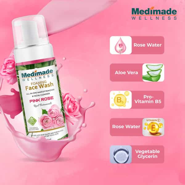 Medimade Pink Rose Foaming Face Wash - 160 Ml X 2 ( Pack Of 2 )