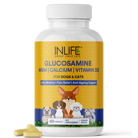 Inlife Glucosamine Tablets For Dogs & Cats | With Msm Calcium & Vitamin D3 - 60 Tablets