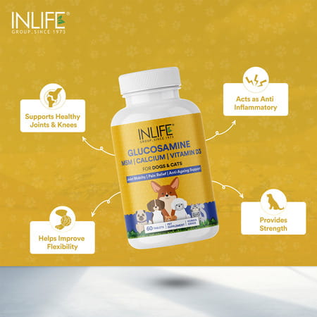 Inlife Glucosamine Tablets For Dogs & Cats | With Msm Calcium & Vitamin D3 - 60 Tablets