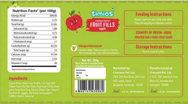 Timios Fruit Fills - Apple 200G